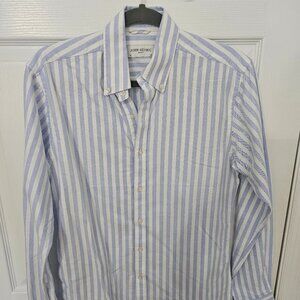 JOHN HENRIC Oxford Shirt 15 - 38 White/Blue Stripe Button Down Office Work